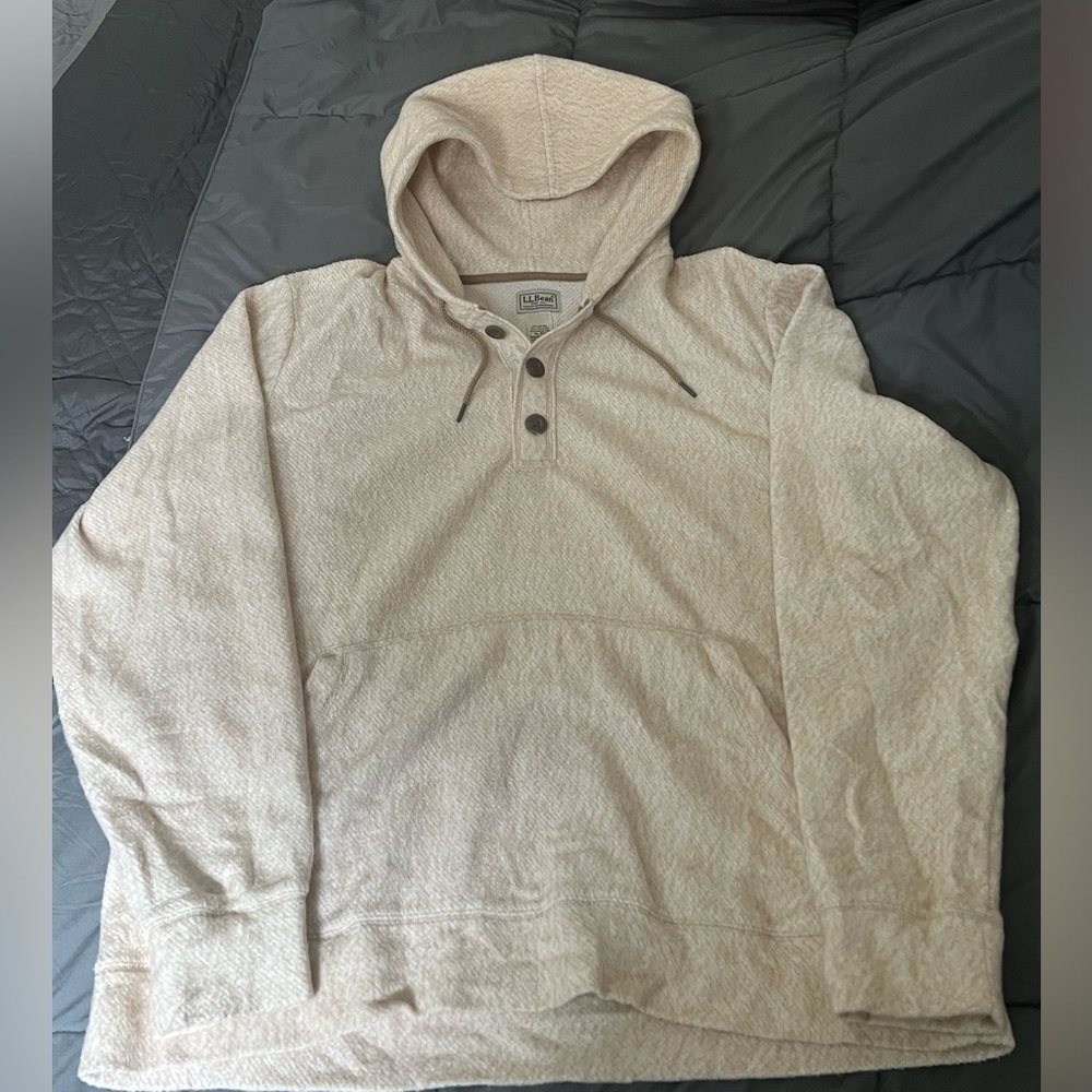L. L. Bean men’s pullover hoodie button collar XL